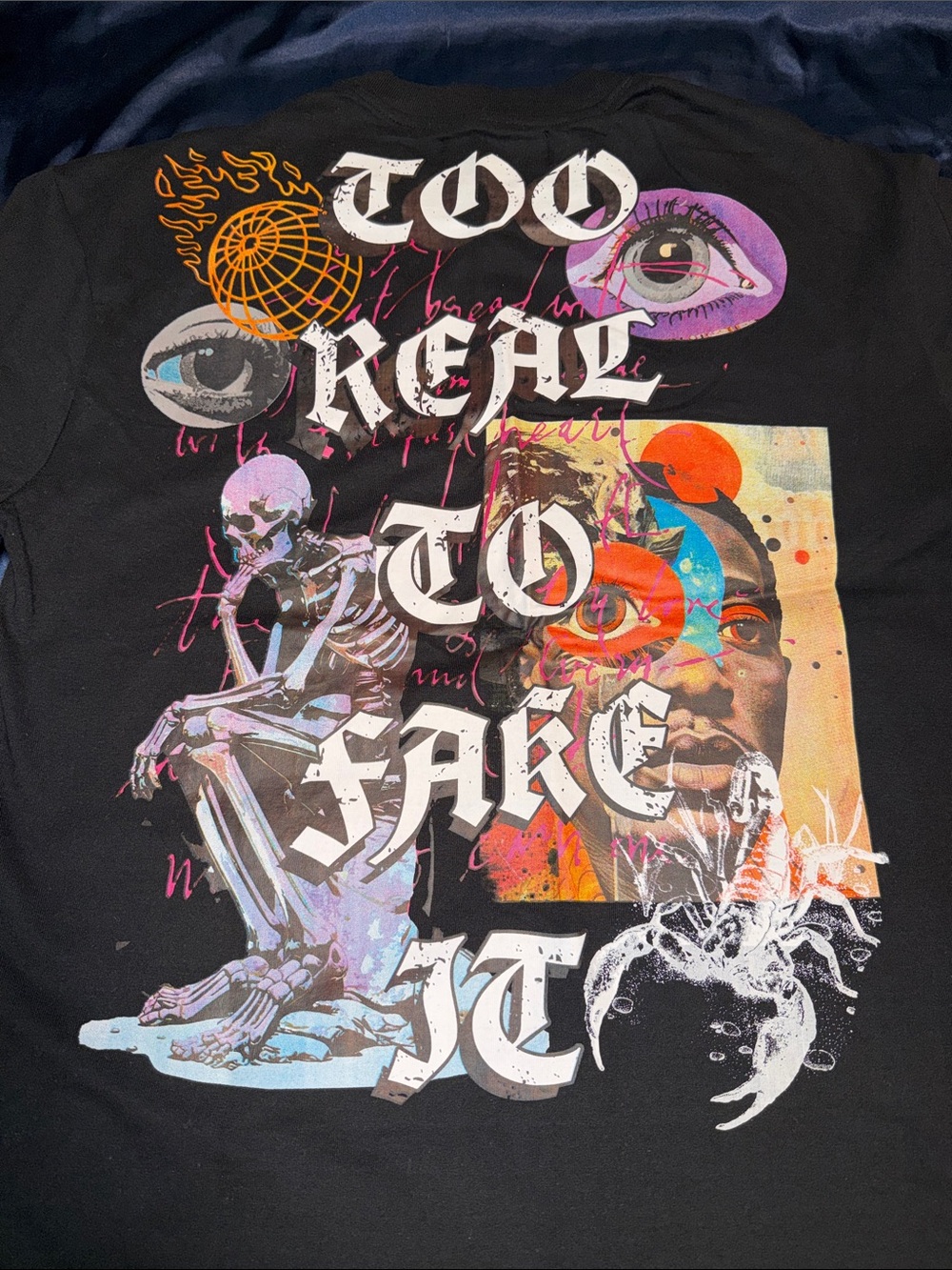 Reason Black Graphic Tee with Multicolor Back Art